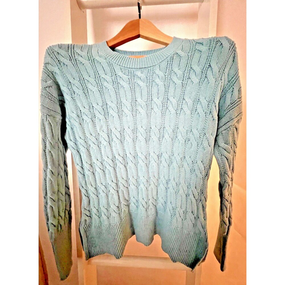 Jones New York Womens Sweater S Gorgeous Blue Cotton Long Sleeve Crew Neck EC